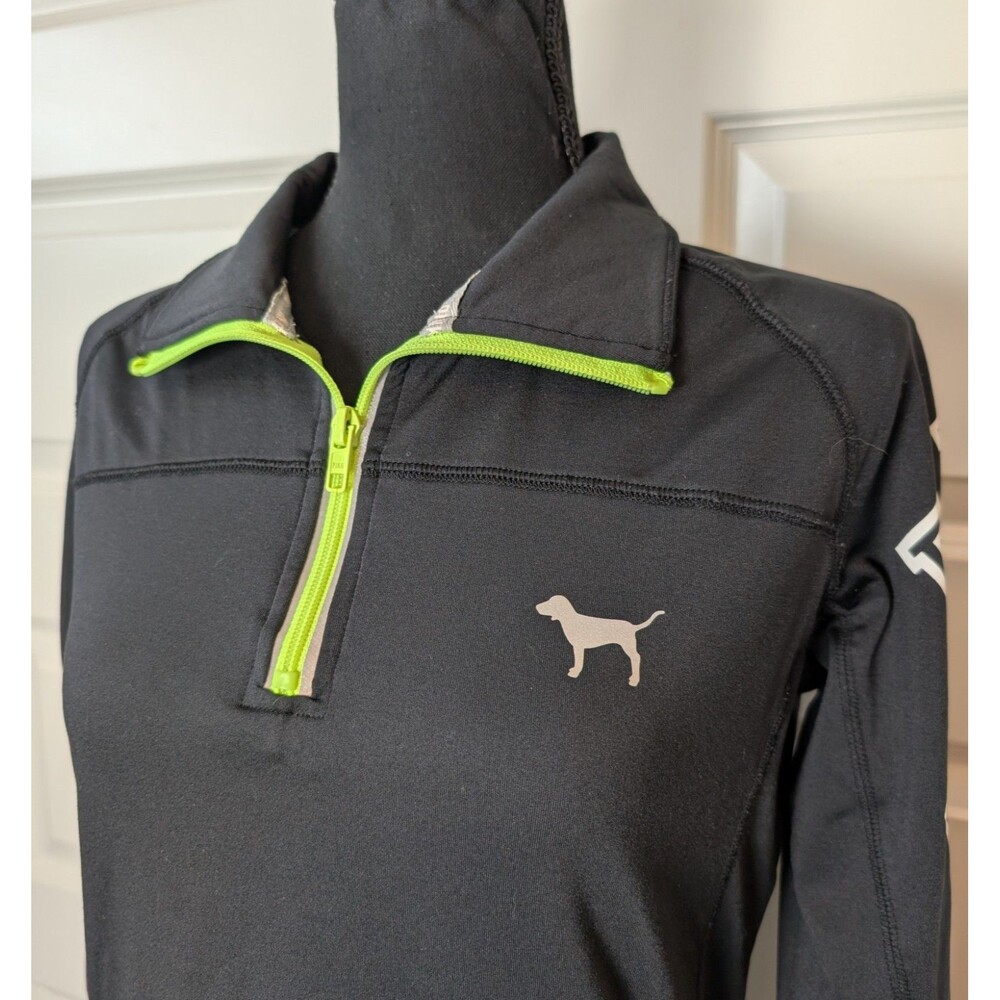 VS PINK Size M Quarter Zip Pullover Reflective Logo Thumbhole Running Activewear - Picture 3 of 7